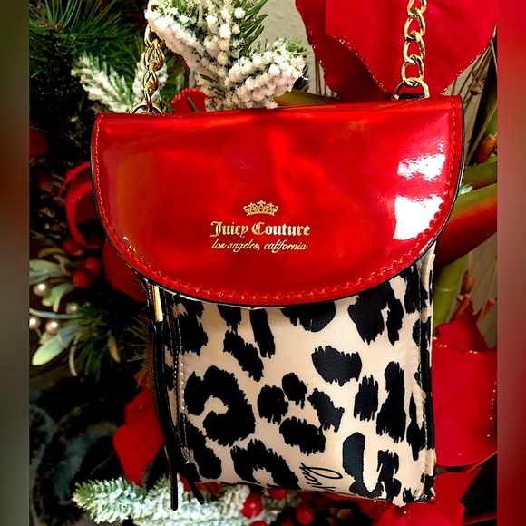 Juicy Couture Handbags - Vintage Juicy Couture Small Crossbody Date Night Party Bag Leopard & Red Patent